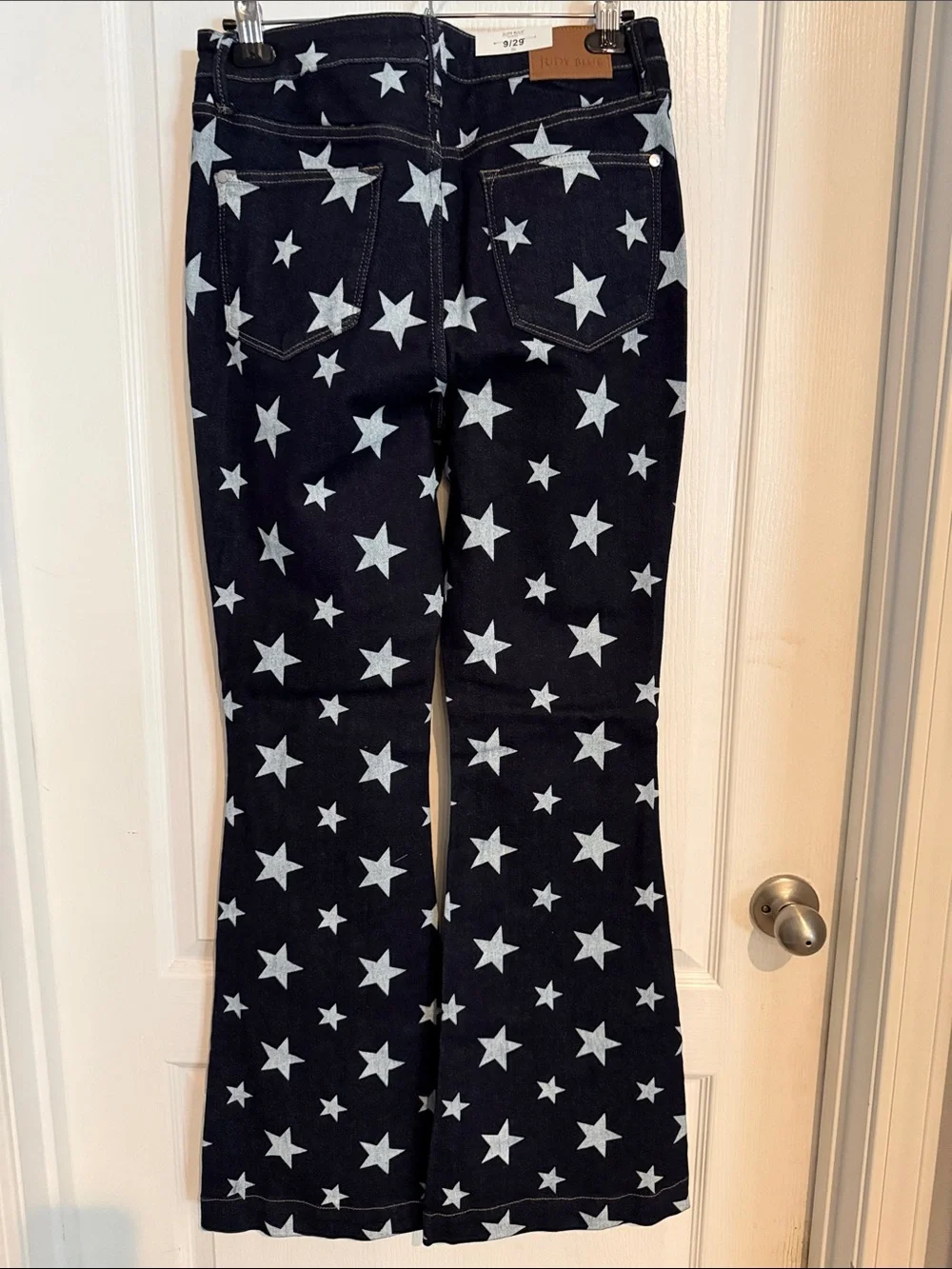 Judy Blue Black Flare Jeans with White Star Print